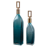 Uttermost Annabella Teal Glass Bottles - Set of 2