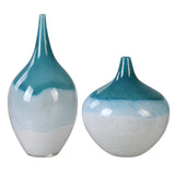 Carla Teal White Vases - Set of 2