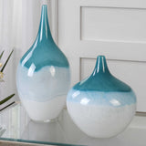 Uttermost Carla Teal White Vases - Set of 2