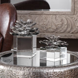 Uttermost Indian Lotus Metallic Silver Flowers Set of 2