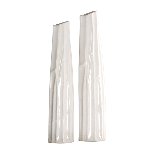 Uttermost Kenley Crackled White Vases Set of 2