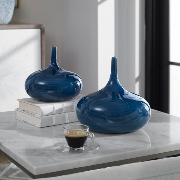 Uttermost Zayan Blue Vases - Set of 2