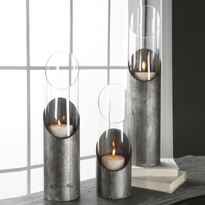 Uttermost Karter Iron & Glass Candleholders Set of 3
