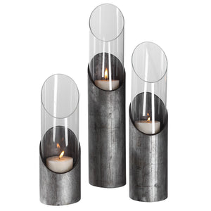 Uttermost Karter Iron & Glass Candleholders Set of 3