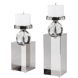 Uttermost Lucian Nickel Candleholders - Set of 2