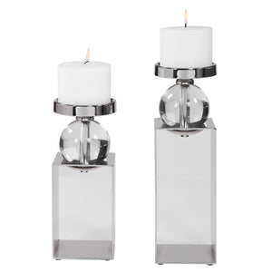 Uttermost Lucian Nickel Candleholders - Set of 2