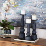 Uttermost Cassiopeia Blue Glass Candleholders - Set of 3