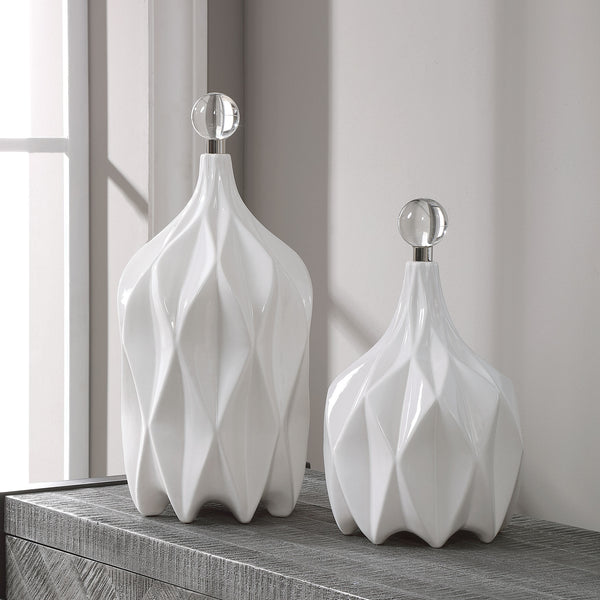 Uttermost Klara White Bottles - Set of 2