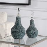 Uttermost Almera Dark Teal Bottles - Set of 2