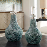 Uttermost Almera Dark Teal Bottles - Set of 2