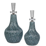 Uttermost Almera Dark Teal Bottles - Set of 2