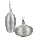 Uttermost Gatsby Silver Ribbed Bottles - Set of 2