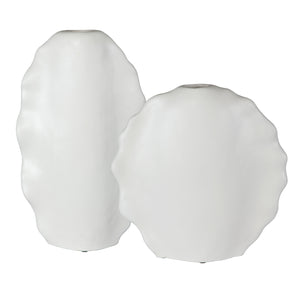 Uttermost Ruffled Feathers Modern White Vases - Set of 2