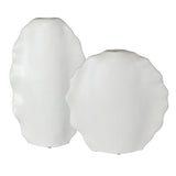 Ruffled Feathers Modern White Vases - Set of 2
