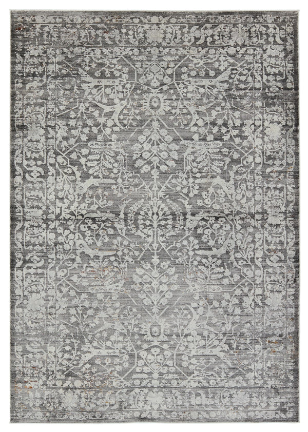Jaipur Living Acadia Elvira ACD08 Power Loomed 100% Polypropylene Floral Area Rug Gray 100% Polypropylene RUG155527