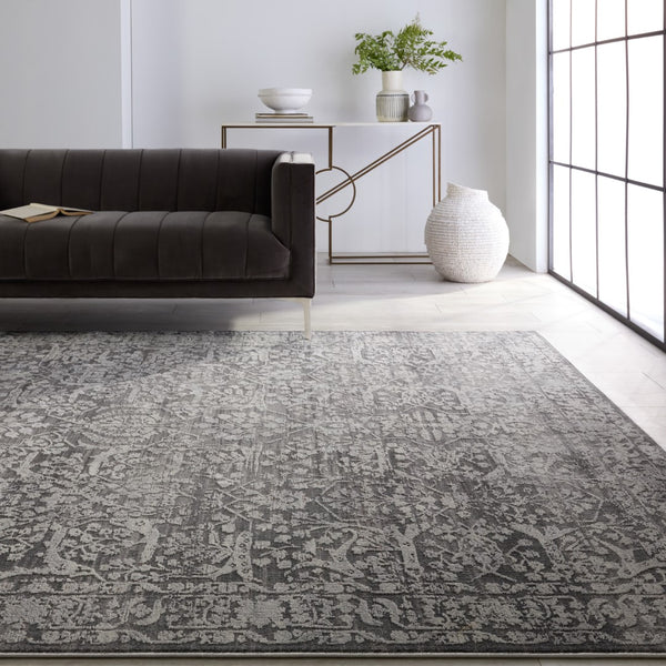 Jaipur Living Acadia Elvira ACD08 Power Loomed 100% Polypropylene Floral Area Rug Gray 100% Polypropylene RUG155527