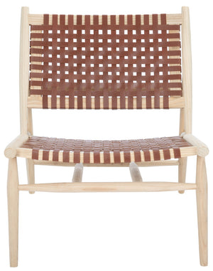 Soleil Leather Woven Accent Chair