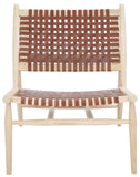 Soleil Leather Woven Accent Chair - Modern Scandinavian Design with Exquisite Sungkai Wood Finish