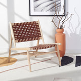 Soleil Leather Woven Accent Chair