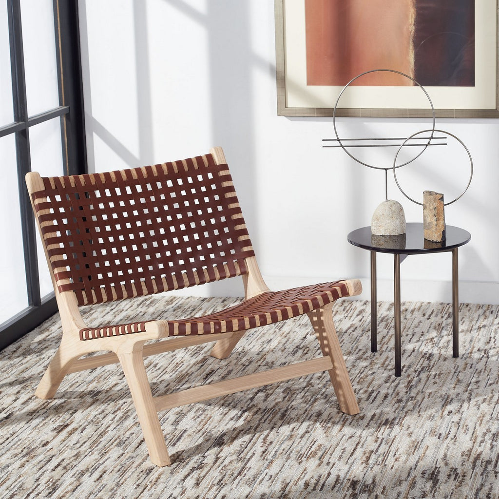 Safavieh luna leather woven accent outlet chair