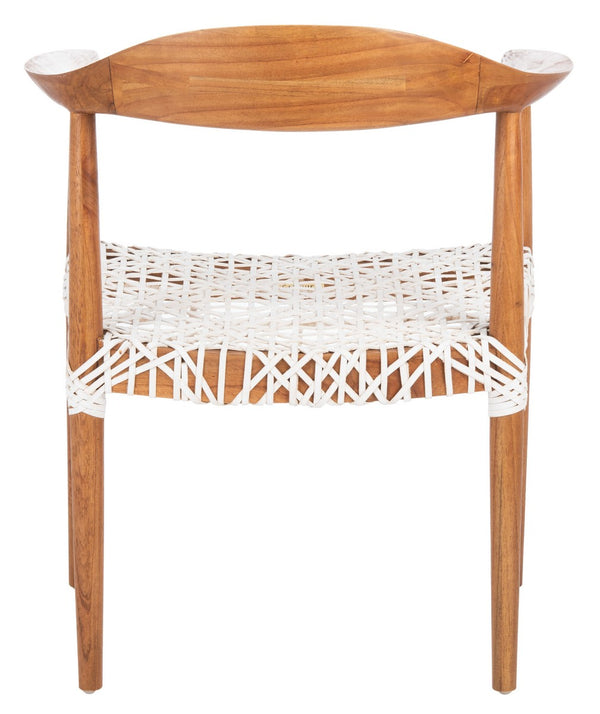 Juneau Leather Woven Accent Chair