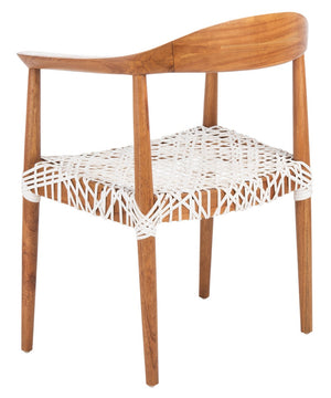 Juneau Leather Woven Accent Chair