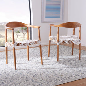 Juneau Leather Woven Accent Chair