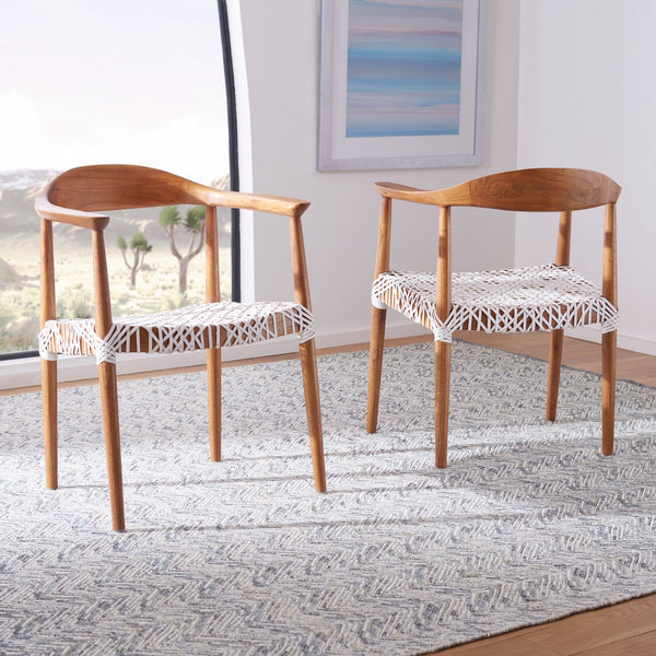 Juneau Leather Woven Accent Chair