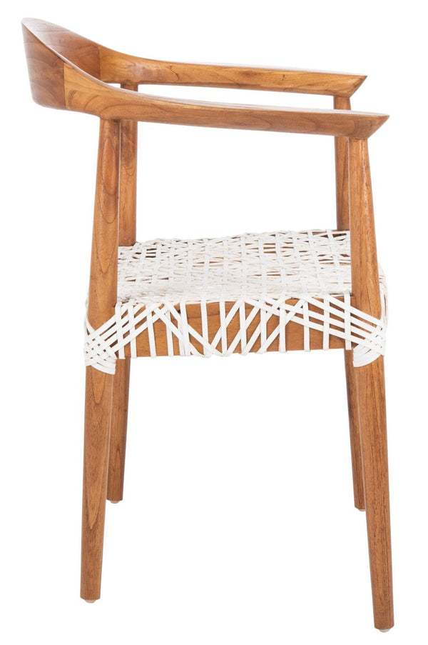 Juneau Leather Woven Accent Chair