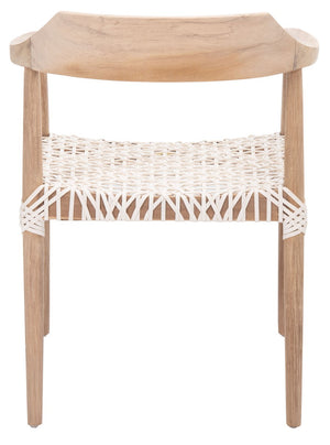 Munro Leather Woven Accent Chair Unfinished Natural (Teak Wood Frame) / White (Leather Seat) Wood ACH1005A