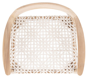 Munro Leather Woven Accent Chair Unfinished Natural (Teak Wood Frame) / White (Leather Seat) Wood ACH1005A