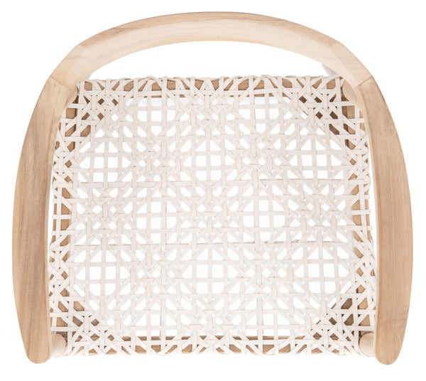 Munro Leather Woven Accent Chair Unfinished Natural (Teak Wood Frame) / White (Leather Seat) Wood ACH1005A