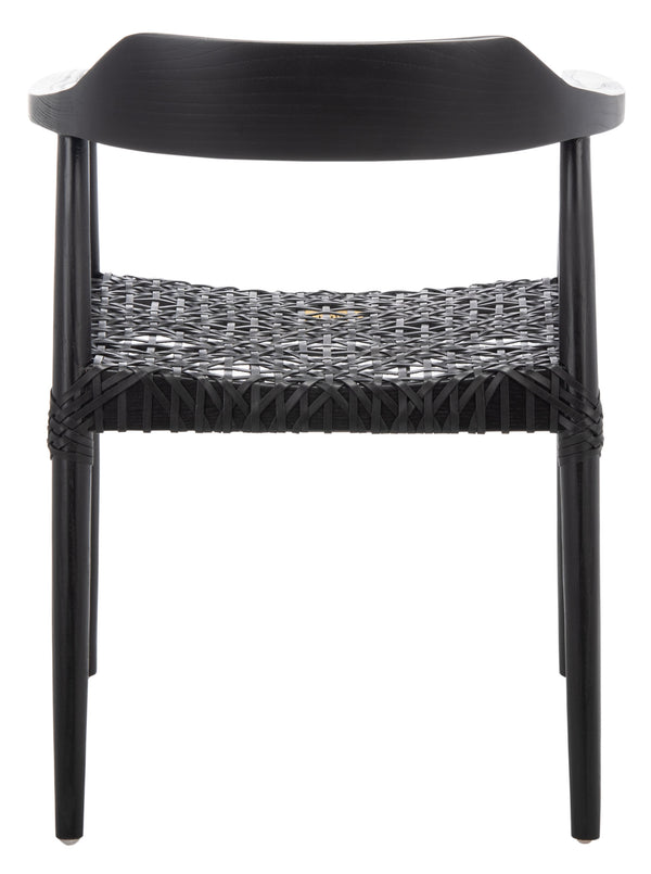 Munro Leather Woven Accent Chair Black (Sungkai Wood Frame) / Black (Leather Seat) Wood ACH1005B