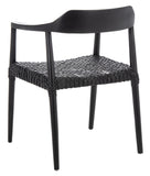 Munro Leather Woven Accent Chair Black (Sungkai Wood Frame) / Black (Leather Seat) Wood ACH1005B