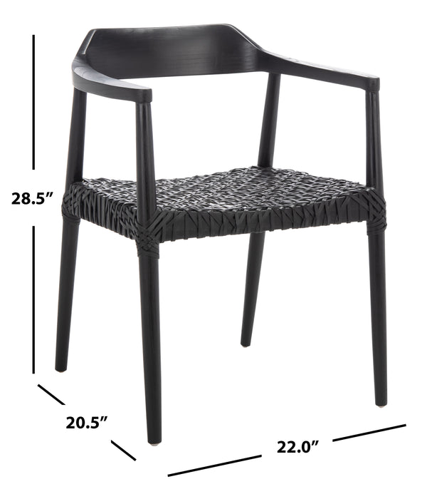 Munro Leather Woven Accent Chair Black (Sungkai Wood Frame) / Black (Leather Seat) Wood ACH1005B