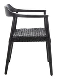Munro Leather Woven Accent Chair Black (Sungkai Wood Frame) / Black (Leather Seat) Wood ACH1005B