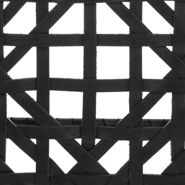 Munro Leather Woven Accent Chair Black (Sungkai Wood Frame) / Black (Leather Seat) Wood ACH1005B