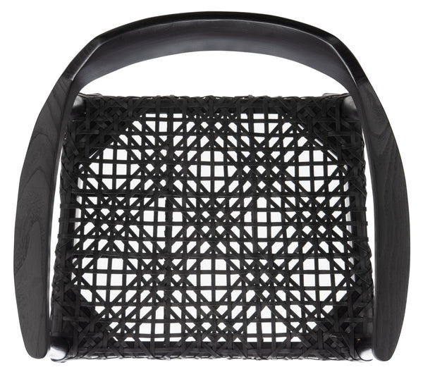 Munro Leather Woven Accent Chair Black (Sungkai Wood Frame) / Black (Leather Seat) Wood ACH1005B