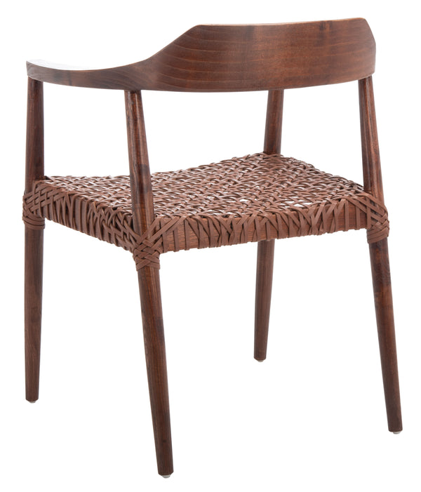 Munro Leather Woven Accent Chair Walnut (Sungkai Wood Frame) / Cognac (Leather Seat) Wood ACH1005C