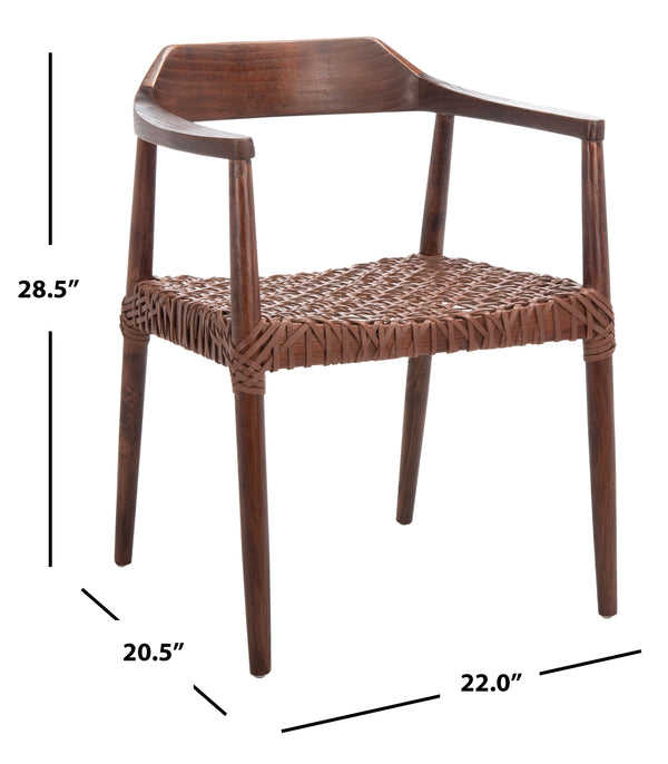 Munro Leather Woven Accent Chair Walnut (Sungkai Wood Frame) / Cognac (Leather Seat) Wood ACH1005C