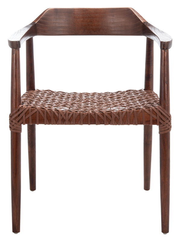 Munro Leather Woven Accent Chair Walnut (Sungkai Wood Frame) / Cognac (Leather Seat) Wood ACH1005C
