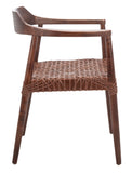Munro Leather Woven Accent Chair Walnut (Sungkai Wood Frame) / Cognac (Leather Seat) Wood ACH1005C