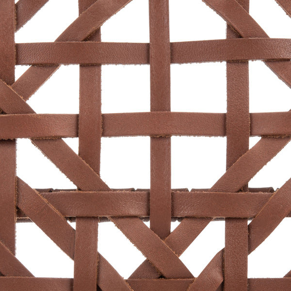 Munro Leather Woven Accent Chair Walnut (Sungkai Wood Frame) / Cognac (Leather Seat) Wood ACH1005C