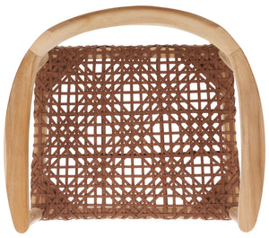 Munro Leather Woven Accent Chair Unfinished Natural (Teak Wood Frame) / Leather Seat In This Color Marked In Green: Wood ACH1005D