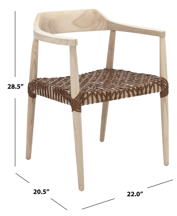 Munro Leather Woven Accent Chair Unfinished Natural (Sungkai Wood Frame) / Leather Seat In This Color Marked In Green: Wood ACH1005E