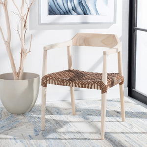 Munro Leather Woven Accent Chair Unfinished Natural (Sungkai Wood Frame) / Leather Seat In This Color Marked In Green: Wood ACH1005E