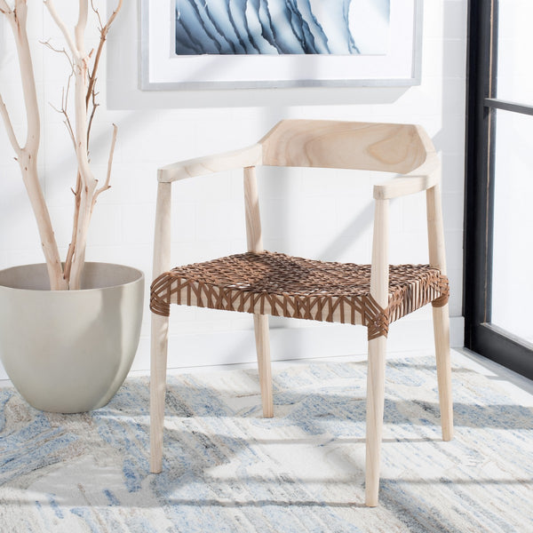 Munro Leather Woven Accent Chair Unfinished Natural (Sungkai Wood Frame) / Leather Seat In This Color Marked In Green: Wood ACH1005E