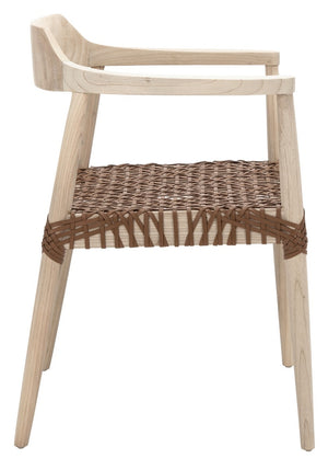 Munro Leather Woven Accent Chair Unfinished Natural (Sungkai Wood Frame) / Leather Seat In This Color Marked In Green: Wood ACH1005E