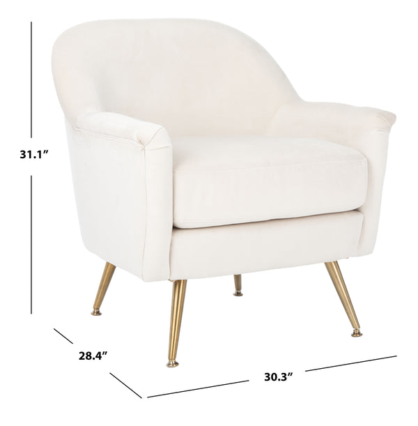 Brienne Mid Century Arm Chair - Chic Velvet Seating with Brass Legs for Stylish Living Room Retreat