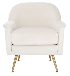 Brienne Mid Century Arm Chair - Chic Velvet Seating with Brass Legs for Stylish Living Room Retreat